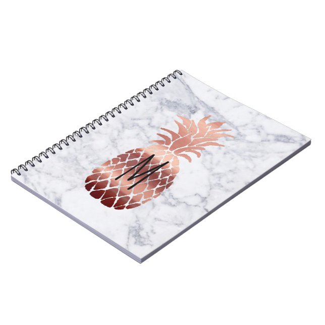 rose gold pineapple monogram notebook (Left Side)