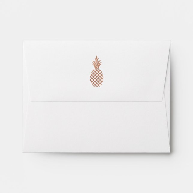 Rose Gold Pineapple with Navy Text | RSVP Envelope (Back (Top Flap))