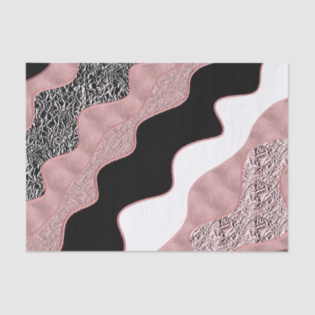 Rose Gold Pink Abstract Wave Modern Glam Trendy Tissue Paper (Front)