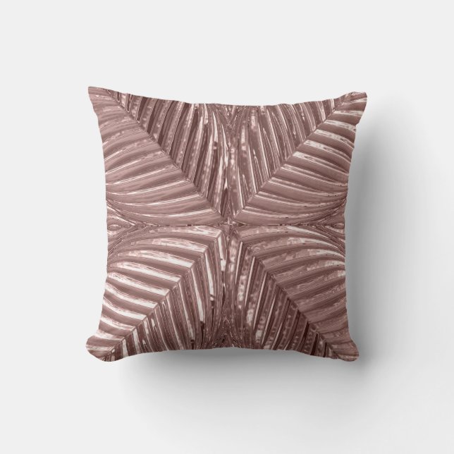Rose Gold Pink Art Deco Metallic Elegant Glass 20s Throw Pillow (Front)