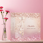 Rose gold pink ballet dance school binder<br><div class="desc">A rose gold and pink gradient background. Decorated with rose gold,  pink confetti and ballerina,  ballet pointe shoes. Personalize and add a name,  and a title on the front. The name is written a modern dark rose gold coloured hand lettered script.
Spine: add your text.</div>