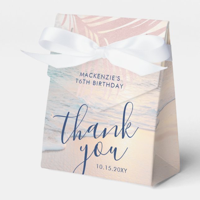 Rose Gold Pink Beach Birthday Elegant Favor Box (Front Side)