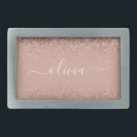 Rose Gold Pink Black Glitter Script Monogram Girly Belt Buckle<br><div class="desc">Rose Gold - Blush Pink Sparkle Glitter Script Monogram Name Belt Buckle. This makes the perfect graduation,  sweet 16 16th,  18th,  21st,  30th,  40th,  50th,  60th,  70th,  80th,  90th,  100th birthday,  wedding,  bridal shower,  anniversary,  baby shower or bachelorette party gift for someone that loves glam luxury and chic styles.</div>