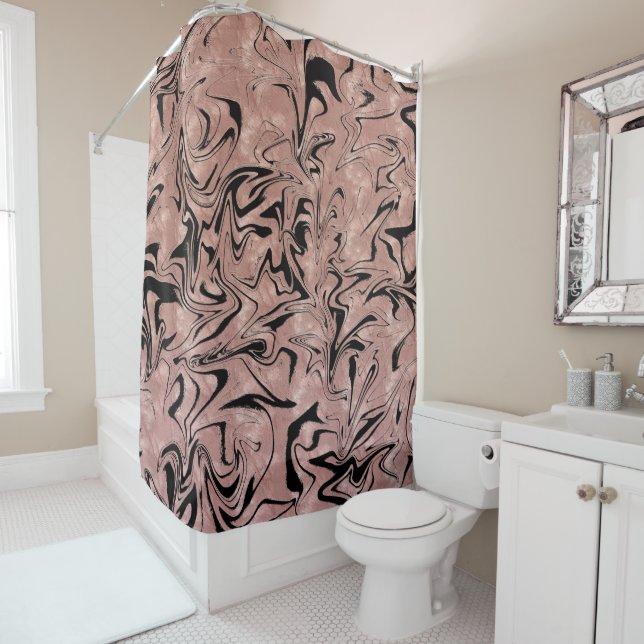 Rose Gold Pink & Black Metallic Marble Swirl (In Situ)