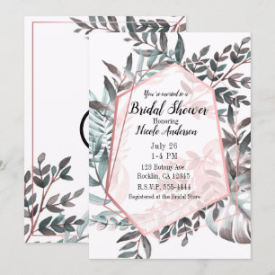 Rose Gold Pink Blush Botanical Bridal Shower Invitation