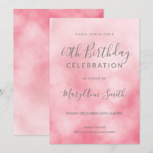 Rose Gold Pink Blush Foil 60th Birthday Glitter Invitation