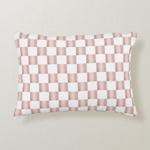 Rose Gold Pink Checkerboard Pattern  Accent Pillow