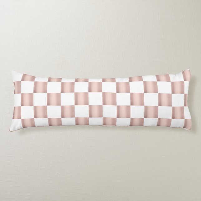 Rose Gold Pink Chequerboard Pattern   Body Pillow (Front)