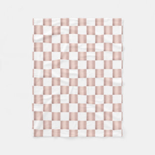 Rose Gold Pink Chequerboard Pattern  Fleece Blanket