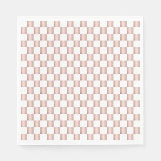 Rose Gold Pink Chequerboard Pattern Napkin (Front)
