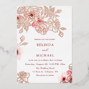 Rose Gold  Pink Cherry Blossom Wedding