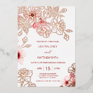 Rose Gold  Pink Cherry Blossom Wedding