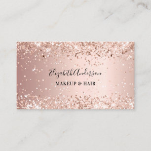 Rose gold pink confetti QR code Business Card
