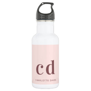 Rose gold pink custom monogram name minimalist 532 ml water bottle