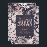 Rose Gold Pink Dark Tropical Palm Sweet 16 Invitation<br><div class="desc">customize for your event</div>