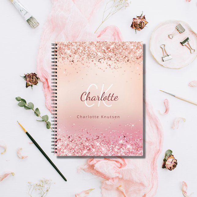 Rose gold pink diary custom name notebook (Creator Uploaded)