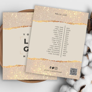 Rose gold pink elegant modern girly price QR code Flyer