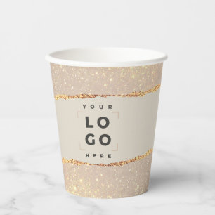 Rose gold pink elegant modern girly price QR code Paper Cups