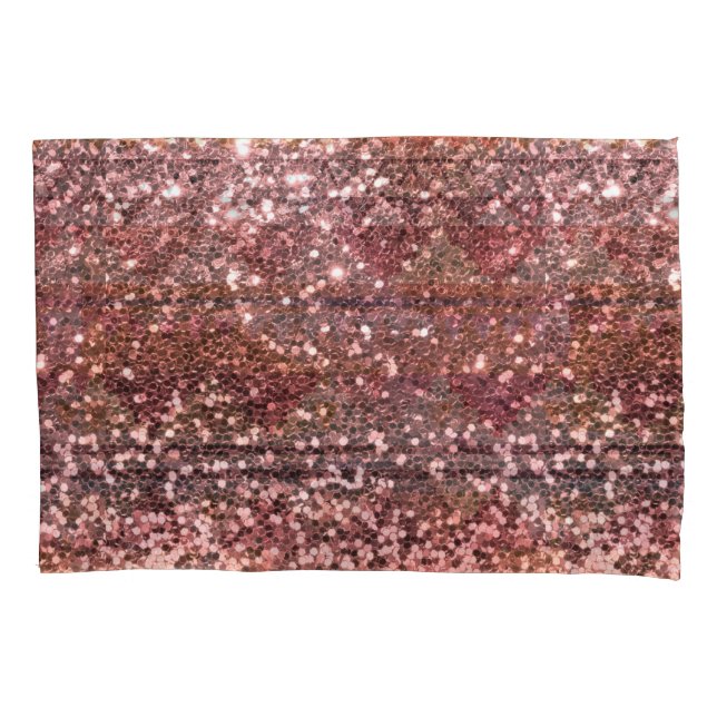 Rose Gold Pink Faux Glitter All Over Print Pillowcase (Front)