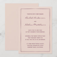 Rose Gold Pink / Fig Ink Wedding Invitations