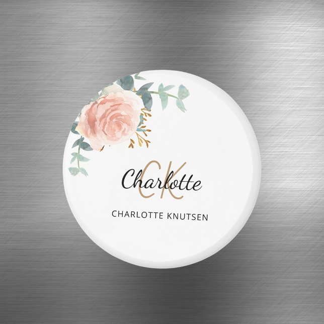 Rose gold pink floral eucalyptus thank you magnet (Creator Uploaded)