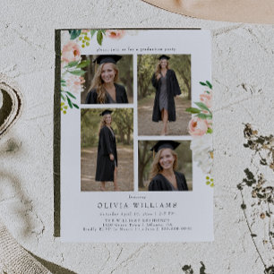 Rose Gold Pink Floral Graduate Photo Graduation