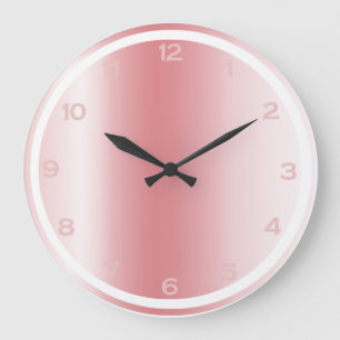 Rose Gold Pink Foil Metallic Look Girly Decor Large Clock