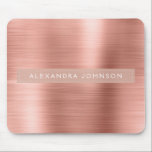 Rose Gold - Pink Foil Modern Girly Mouse Pad<br><div class="desc">Blush Pink - Rose Gold Metallic Foil Girly Office Business Mousepad with white lettered typography for the monogram. The Monogrammed Rose Gold Faux Foil Mouse pad can be customized with your name. Please contact the designer for customized matching items.</div>