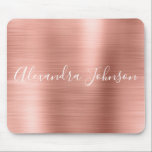 Rose Gold - Pink Foil Modern Girly Mouse Pad<br><div class="desc">Blush Pink - Rose Gold Metallic Foil Girly Office Business Mousepad with white lettered typography for the monogram signature. The Monogrammed Rose Gold Faux Foil Mouse pad can be customized with your name. Please contact the designer for customized matching items.</div>