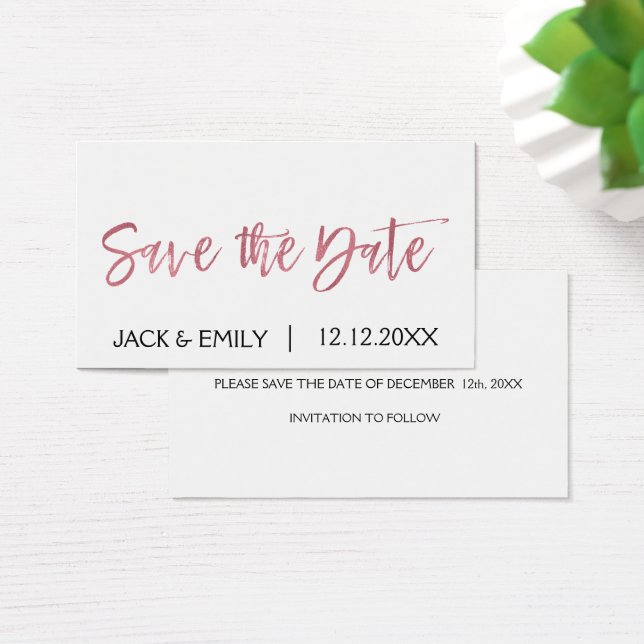Rose Gold Pink Foil Save the Date (Desk)