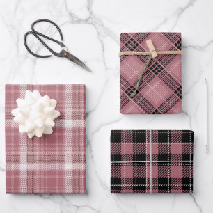 Rose Gold Pink Fun Plaid Patterns Wrapping Paper Sheet