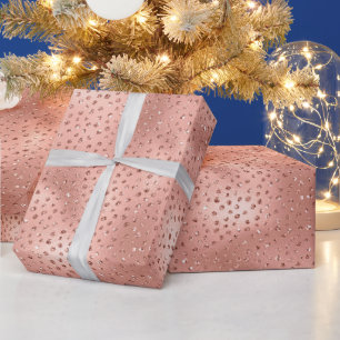 Rose Gold Pink Glam Glitter Dots Wrapping Paper