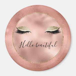 Rose Gold Pink Glam Glitzy Black Eyelashes Magnet
