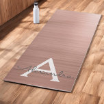 Rose Gold Pink Glam Metallic Monogram Yoga Mat<br><div class="desc">Blush Pink - Rose Gold Faux Brushed Metal Metallic Foil Elegant Monogrammed Yoga Mat for your glam chic workout session.</div>