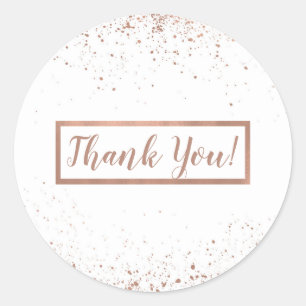 Rose Gold Pink Glam Modern Chic Wedding Favour Classic Round Sticker