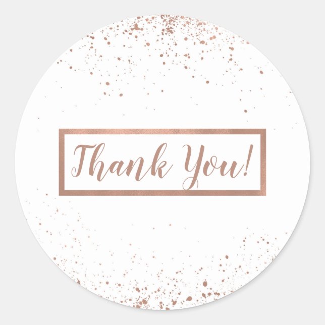 Rose Gold Pink Glam Modern Chic Wedding Favour Classic Round Sticker (Front)