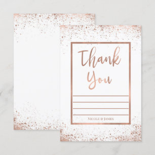 Rose Gold Pink Glam Modern Chic Wedding Thank You Invitation