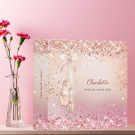 Rose gold pink glitter ballet dance school binder<br><div class="desc">A rose gold and pink gradient background. Decorated with rose gold,  pink faux glitter dust and ballerina,  ballet pointe shoes. Personalize and add a name,  and a title on the front. The name is written a modern dark rose gold coloured hand lettered script.
Spine: add your text.</div>
