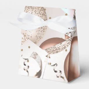 Rose Gold Pink Glitter Balloons Birthday Party Favor Box