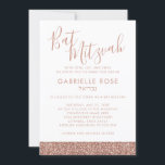 Rose Gold Pink Glitter Chic Minimal Bat Mitzvah Invitation<br><div class="desc">Rose gold muted pink glitter stripe Bat Mitzvah invitation with space for a Hebrew Name is modern, minimal, simple and trendy and elegant for the sophisticated young lady. • • • • • Click CUSTOMIZE FURTHER to change fonts, text and background colours or edit design as you like for a fully personalized invitation. • • • • • •  See...</div>