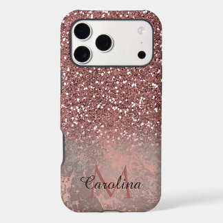 Rose Gold Pink Glitter, Grey Marble, Personalized