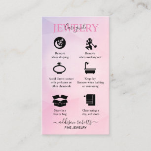 Rose Gold Pink Glitter Jewellery Care Business Card