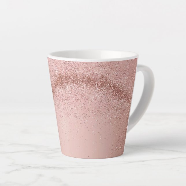 Rose Gold Pink Glitter Latte Mug (Right Angle)