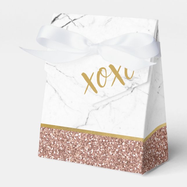 Rose Gold Pink Glitter Modern Birthday Sweet 16 Favor Box (Front Side)