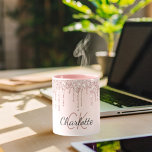 Rose gold pink glitter monogram initials luxury mug<br><div class="desc">An elegant,  girly and glam mug. Rose gold faux glitter drip,  paint dripping look.  Blush pink gradient background.  Personalize and add your name and monogram initials  Dark rose gold and grey letters.</div>