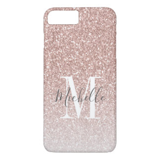 Rose Gold Pink Glitter Monogram Script Name Case-Mate iPhone Case