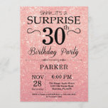 Rose Gold Pink Glitter Surprise 30th Birthday Invitation<br><div class="desc">Black and Rose Gold Pink Glitter Surprise 30th Birthday Invitation. Rose Gold Glitter Background. Adult Birthday. Men or Women Bday Invite. Any age. For further customization,  please click the "Customize it" button and use our design tool to modify this template.</div>