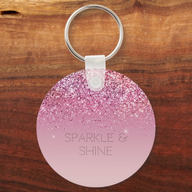 Rose Gold Pink Gold Glitter Sparkle Keychain (Front)