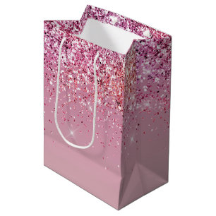Rose Gold Pink Gold Glitter Sparkle Medium Gift Bag