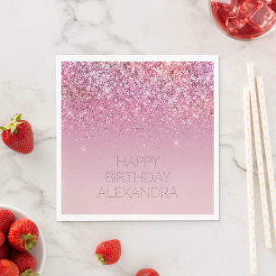 Rose Gold Pink Gold Glitter Sparkle Napkin